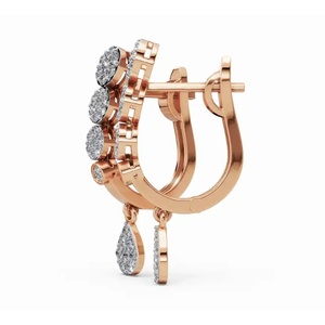 ต่างหูเพชรทรงลูกแพร์คุณภาพสูง 18K ทองคำแท้ วิวิเนส ราเดียนซ์ ทรงกลม เจียระไนแบบกลม ผลิตในห้องปฏิบัติการ สำหรับขายส่ง B2B ส่งออก - Product Image 2