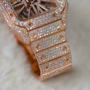 Reloj de pulsera automático de estilo moderno certificado VVS Moissanite Diamond Iced Out Hip Hop para ropa de fiesta a precio de fabricante - Product Image 5