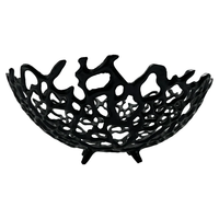 Gesneden werk Art Deco design aluminium fruit schaal met zwarte poedercoating afwerking bruiloft Ramadan stijlvol servies huis kantoor