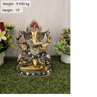 Idoles de Ganesha sur mesure avec incrustations, impression UV, figurine en bronze plaqué pour les temples domestiques et la revente