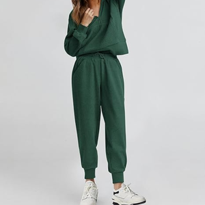 Ensemble de survêtements pour femmes-Ensemble décontracté 2 pièces Tenues Sweat-shirt à capuche avec poche Manches longues avec ensemble pantalon patchwork - Product Image 4