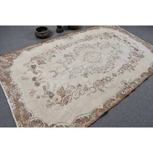 Tapis Vintage Turc Beige Marron 5.4 X 9.1ft Laine Tissage Plat Eco Friendly Latex Patchwork Motif Salon Salle À Manger - Product Image 2