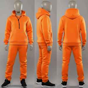 Conjunto de Sudadera con Capucha y Pantalones Deportivos Casuales de Felpa Francesa, Mezcla de Poliéster/Algodón Grueso, Unisex, para Hombre - Product Image 3