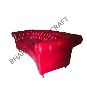 Sofá Chesterfield curvo de tres plazas, lujoso, elegante, de diseño clásico, cómodo para sentarse, para sala de estar, para hogares, de la India. - Product Image 6