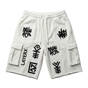 Custom Polyester/Nylon Cargo <b>Shorts</b> <b>Women</b> Puff Print Logo Streetwear Regular Fit Distressed Gym Casual High Waist Drawstring - Product Image 1