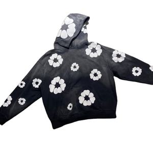 เสื้อฮู้ดดี้สตรีทแวร์ผู้ชาย ผ้าคอตตอนฟอกสีคุณภาพสูง พิมพ์ลายพัฟฟ์วินเทจ มีกระเป๋า  แบบเรียบๆ  สามารถปรับแต่งได้ - Product Image 4