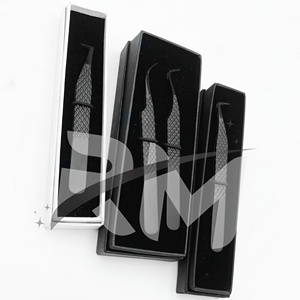 RMI blanc carte boîte emballage extension de cils pince à épiler grand Kit noir Plasma pointe et poudre noire enduit cils pince à épiler - Product Image 5