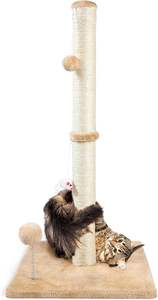 Griffoir vertical 3-en-1 pour chat, 32 pouces de haut, avec jouets en peluche, en bois et sisal de qualité supérieure, imperméable, pour chats d'intérieur - Product Image 6
