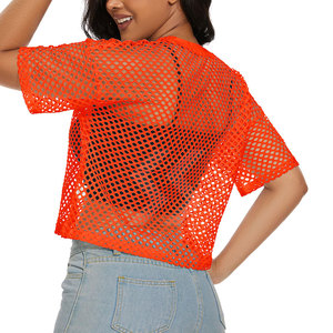 El servicio OEM Diseña tu propio logotipo Camisetas cuadradas de malla para mujer Camisetas cuadradas de malla con estampado personalizado para mujer - Product Image 5