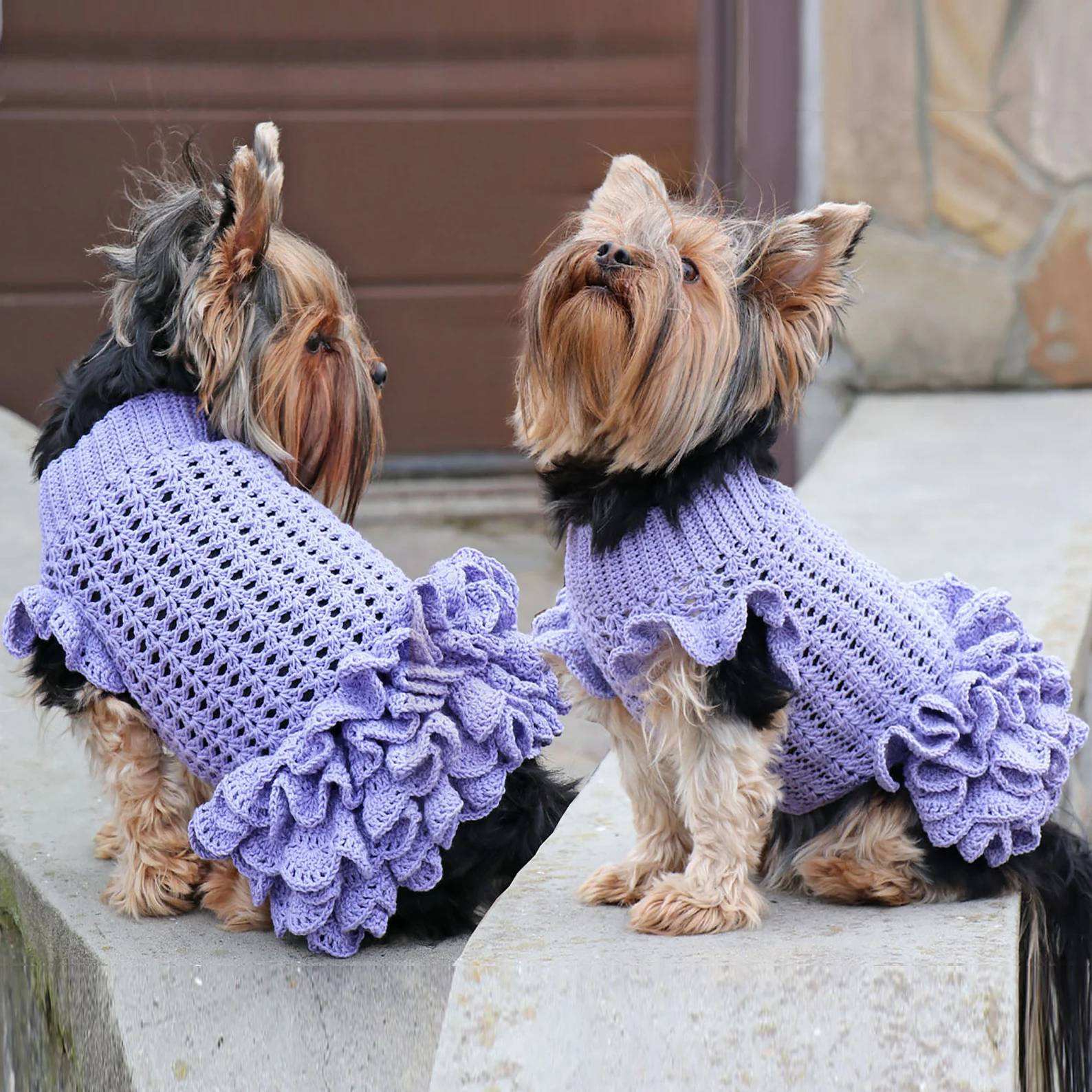 Elegante vestidos para perros en crochet para Mascotas: Calidad