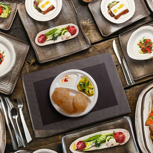 Assiettes jetables biodégradables en bagasse, vaisselle en canne à sucre compostable résistante, assiettes à dîner écologiques - Product Image 3