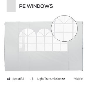 Para Outsunny Juego de 2 Paredes laterales de tela Oxford plegables blancas de 3x3 m con ventanas para Gazebo 295x200 cm - Product Image 6