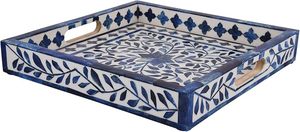 Bone Inlay Serving Tray <b>Wooden</b> Handmade Decorative Piece Bone Inlay Serving Tray Luxury Handmade Home Accent - Product Image 4