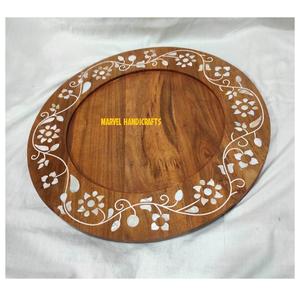 Plateau de service artisanal en bois, 6 pièces, mère de la perle, pour décor EID, cadeau de cuisine, plateau chocolat, plateaux de service du RAMADAN - Product Image 4