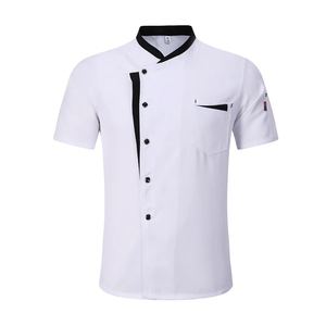 Chaqueta de chef de verano para hombre, opción de talla grande bordada, abrigo de manga corta para Cocina, Restaurante, impermeable, algodón para camarero - Product Image 3