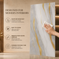 Panneau mural en PVC effet marbre blanc doré de luxe MORLENX, plaque décorative haute brillance