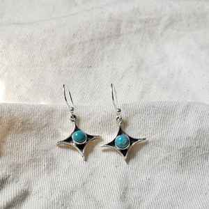 Boucles d'oreilles pendantes tendance plaquées or faites à la main avec turquoise en argent sterling 925 pour femme - Cadeau idéal pour mariage, soirée et usage quotidien - Product Image 6