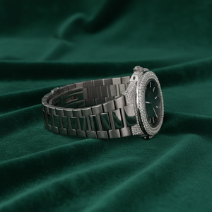 Montre pour homme PJ Quartz Business Moissanite entièrement sertie de diamants de luxe, verre brillant, acier inoxydable, chronographe, résistante à l'eau - Product Image 5