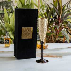 Flûte à champagne 200 ml en laiton gaufré, verre highball de luxe, verrerie créative personnalisée en métal - Product Image 1