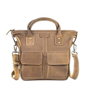 Bolso de oficina de cuero genuino de alta calidad para hombre, bolso de viaje marrón, elegante bolso de mensajero OEM para ordenador portátil, uso diario, logotipo personalizado - Product Image 1