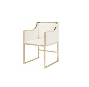 เก้าอี้กำมะหยี่คุณภาพระดับพรีเมี่ยมดีไซน์สุดหรูทำจากโลหะสีทองเงางาม - Product Image 1