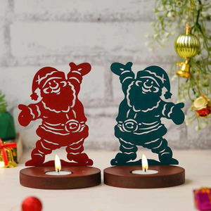 Bougeoir Père Noël avec Base en Céramique Accent pour la Maison Nouveau Design Bougeoir en Métal et Fer Décoration de la Maison en Gros - Product Image 2