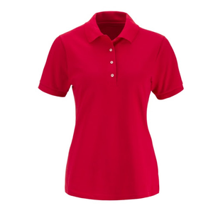 Camiseta de manga corta para mujer, Polo de Color rojo, 100% de algodón, informal, con logotipo personalizado, talla grande, venta al por mayor - Product Image 1