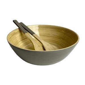 Ensaladera de bambú hilado de alta calidad hecha a mano con cuchara de varios colores para utensilios de cocina al por mayor de Vietnam - Product Image 3