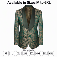Costume de smoking homme de luxe coupe ajustée vert et or jacquard satiné à revers châle, 3 pièces (veste, gilet, pantalon) – Costume de mariage formel sur mesure