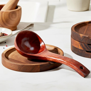 Juego de 4 piezas de madera de acacia hechas a mano, soporte para cucharas y tenazas para estufa, venta al por mayor desde Vietnam - Product Image 3