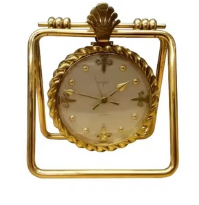 Contemporary Gold Polished Metal Table <b>Clock</b> Indoor Decorative Needle Radio Bulk Quantity Home Office School Desk <b>Clocks</b> - Product Image 2
