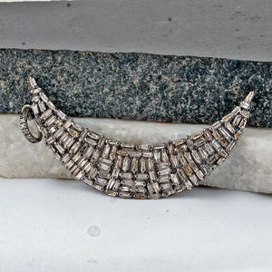 Baguette Naturelle Diamant Oxydé 925 Argent Demi-Lune Charme 15X60 MM Pendentif Fine Bijoux Faits À La Main En Gros - Product Image 5