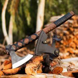 Haches vikings de haute qualité, faites à la main, forgées à la main en acier au carbone, pour la survie en plein air, avec un étui en cuir fin - Product Image 4