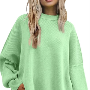 Pulls en maille pour femmes, tendance automne, Noël, style ample, col rond, manches chauve-souris, fente latérale, vêtements décontractés - Product Image 1