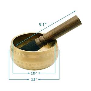 Ensemble de bols chantants tibétains pour la méditation et la guérison sonore, bol en laiton artisanal avec maillet en bois - Product Image 5