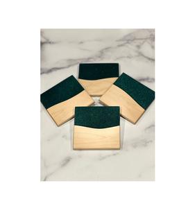 Lot de 4 sous-verres en résine et en bois de haute qualité, couleur unique et personnalisée, vente en gros - Product Image 6