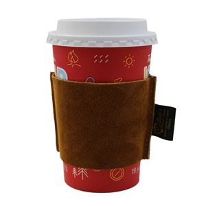 Elegante Funda de Cuero PU con Diseño Francés Personalizado para Taza de Café, Protector de Taza Reutilizable con Cadena, Accesorios para Bebidas - Product Image 1