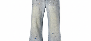 กางเกงยีนส์ผู้ชายทรงหลวมสไตล์ลำลองสีซีดล้างอ่อนผ้าฝ้ายผสมประดับเพชรหลากสีสันทรงตรงสไตล์สตรีทแวร์สำหรับฤดูใบไม้ผลิ ฤดูร้อน และฤดูใบไม้ร่วง - Product Image 5