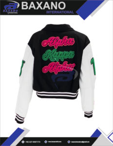 Alfa |   Kapa |   Chaqueta Universitaria Alpha Sorority Rosa y Negra con Logotipo Bordado, Transpirable y Resistente al Viento, Chaqueta Universitaria AKA Sorority - Product Image 5