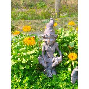 Fourniture Statue De Jardin À La Main Casted Pixie Farmhouse Sculpture Et Objets Antique Fini 3 Figures De Pixie De Style Différent - Product Image 6