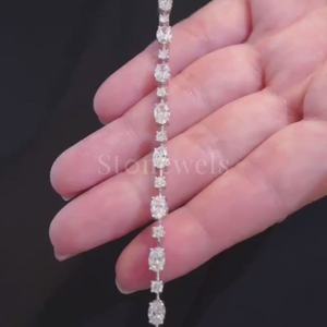 Bracelet de tennis de luxe en argent sterling 925 avec diamants ronds en zircon ovale élégant bijoux élégants intemporels pour les cadeaux de fêtes - Product Image 1