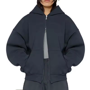 Personnalisé unisexe lourd coton épaule vintage lavé hommes 500 Gsm boxy zip up sweat à capuche recadrée boxy double zippé DDP expédition - Product Image 1