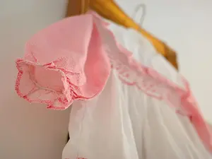 100% Cotton Solid Color Woven Monogram Girls Outfits Short Sleeve Toddler Baby Bubble Romper <b>Set</b> - Product Image 5