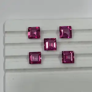 Beautiful Pink Topaz Cutstones Loupe Clean Princess Cut Pink Topaz Gemstones Bulk Product Handmade