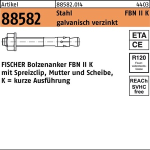 Anclajes de Concreto Fischer Bolt Anchor R 88582 FBN II 12/10K Acero 20 Piezas - Product Image 1