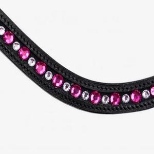 Nouveauté, accessoires pour chevaux, produit de course, bandeau en cuir véritable noir avec 1 rangée de cristaux transparents et violets décoratifs - Product Image 4