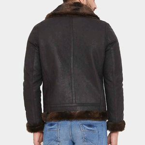 Veste en cuir shearling à col montant entièrement personnalisée à bas prix, faite sur mesure, couleur unie, collection vintage d'hiver - Product Image 4