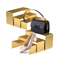 Sac à main présentoir chaussure stand sac à main affichage contremarches en acier inoxydable parfum stand organisateur métal détail 3 pièces