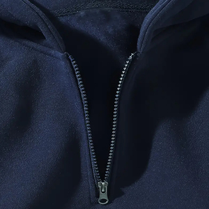 Sweat-shirt à capuche unisexe bleu marine TWILL SPORTS, coupe classique, coupe-vent, tricoté, pour l'automne, la salle de sport et les tenues décontractées - Product Image 3