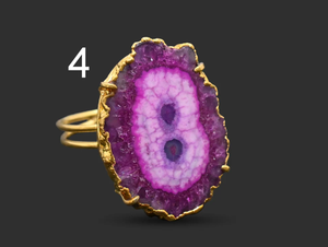 Natural Crystal Agates Window Druzy Rings Gold Plating Crystal Geode Ring Adjustable Natural Stone Rings by ALIF CRYSTAL - Product Image 4